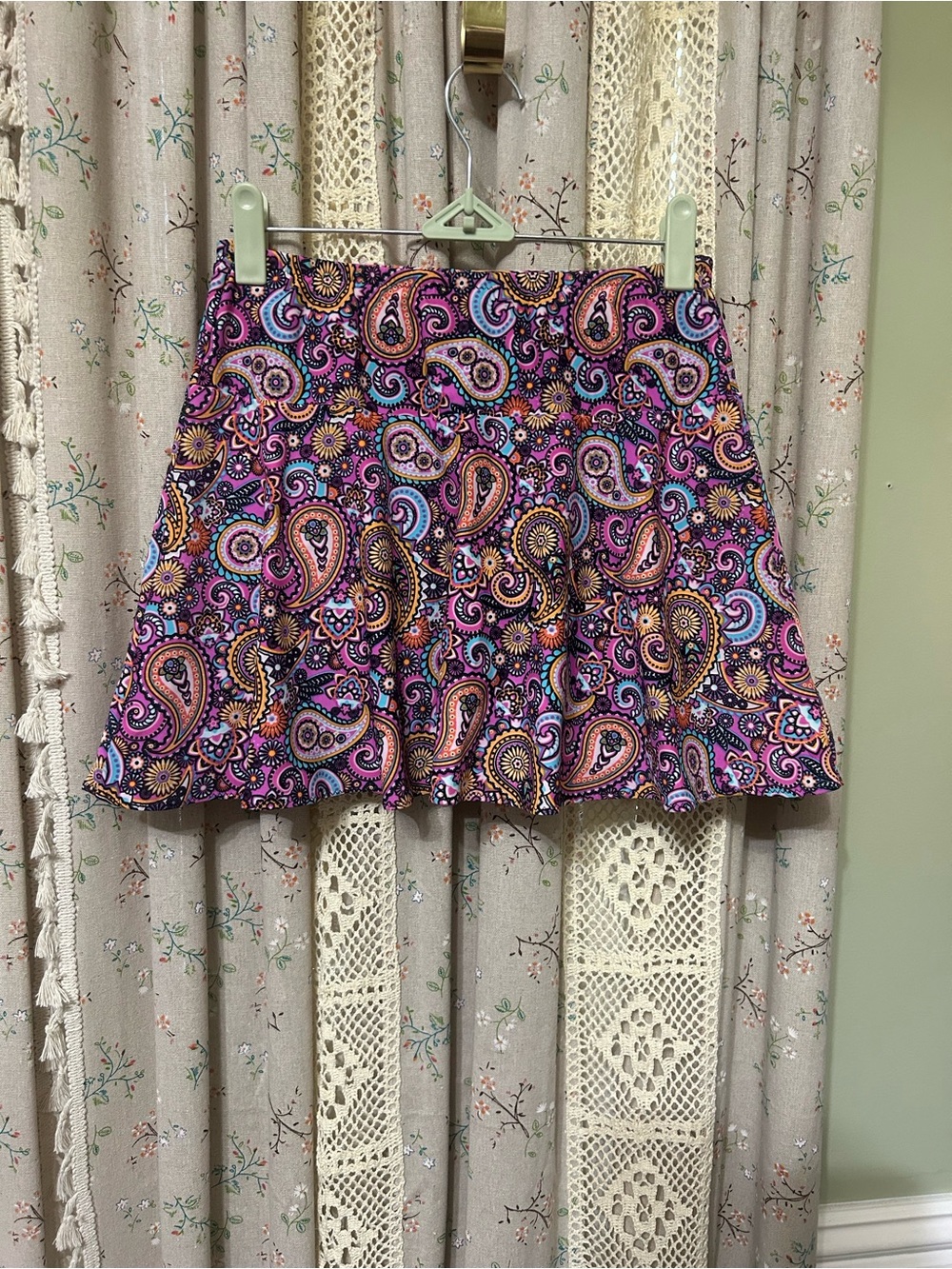 SparkleSkirts Paisley Athletic Skort XS Purple Pink Built-In Shorts